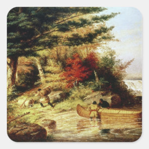 Indians transport furs through Canadian Square Sticker