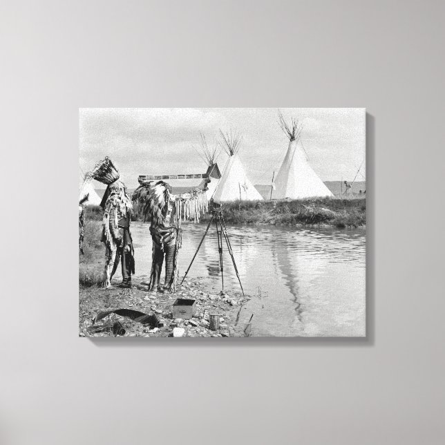 Indians Viewing Photo Negatives, 1913 Canvas Print (Front)