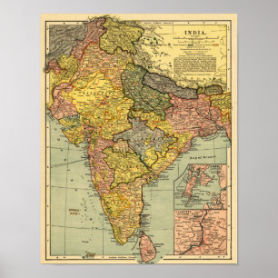 IndiaPanoramic MapIndia Poster