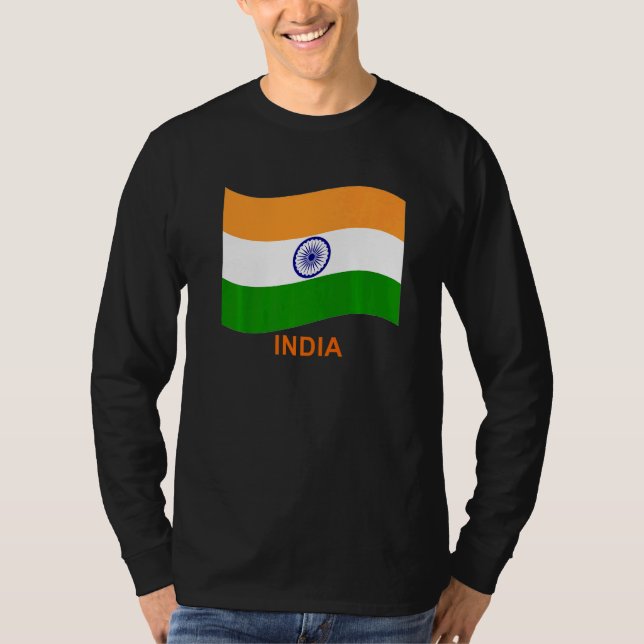 India's Bharat Indian Waving Flag   T-Shirt (Front)