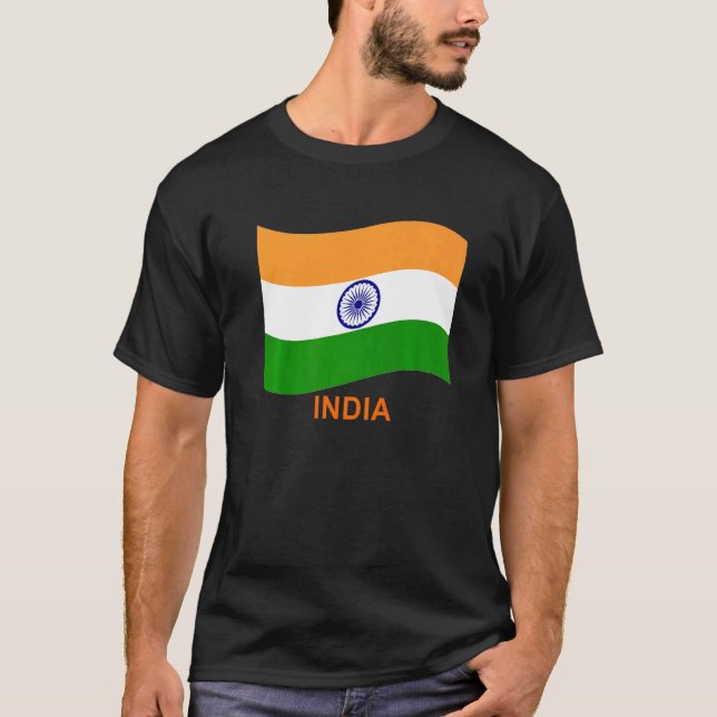 India's Bharat Indian Waving Flag   T-Shirt (Front)