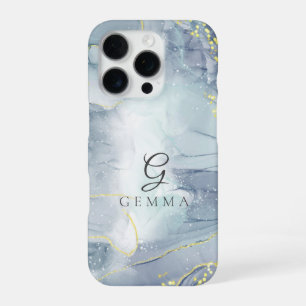 Indicolite Gold Glitter Watercolor Customisable iPhone 16 Pro Case