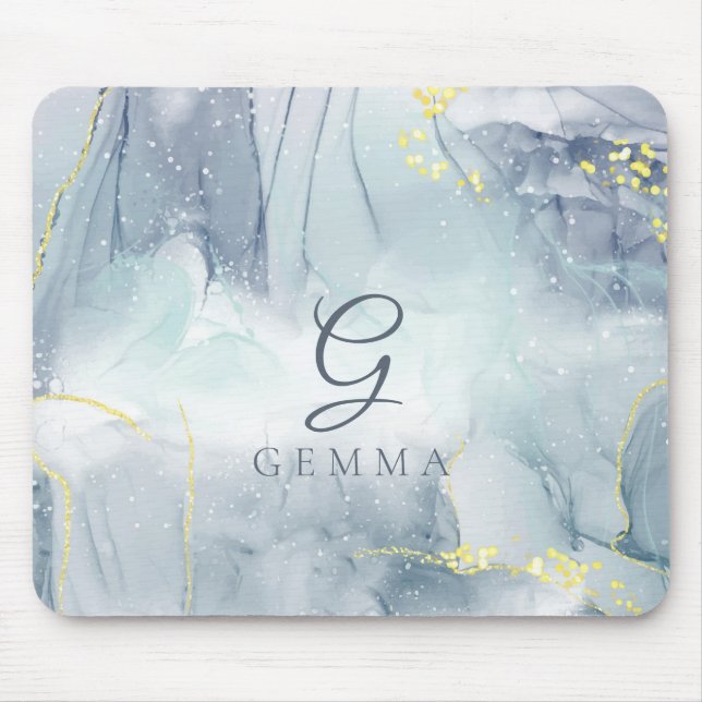 Indicolite Gold Glitter Watercolor Customisable Mouse Pad (Front)