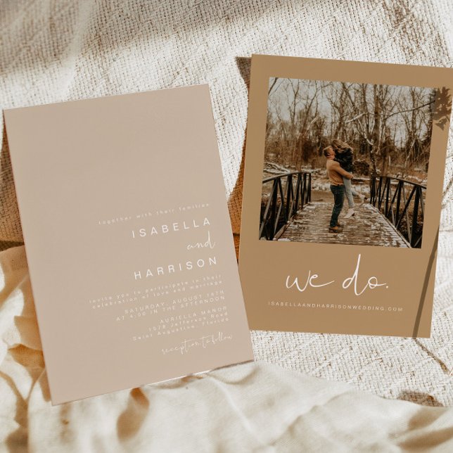INDIE Bohemian Beige and Terracotta Photo Wedding Invitation (Creator Uploaded)
