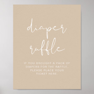 INDIE Bohemian Beige Diaper Raffle Game Sign