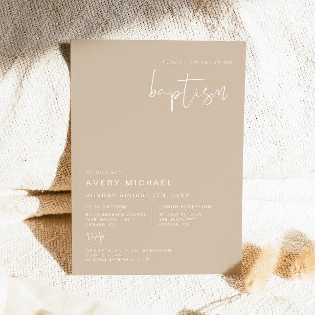 INDIE Bohemian Earth Toned Beige Desert Baptism Invitation (Creator Uploaded)