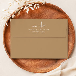INDIE Bohemian Earth Toned Beige Wedding Envelope