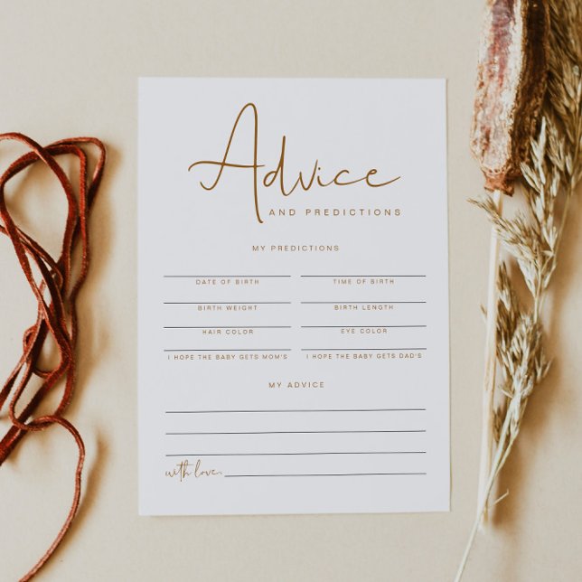 INDIE Boho Baby Shower Advice & Predictions Card (Creator Uploaded)