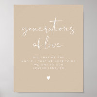 INDIE Boho Beige Generations of Love Wedding Sign