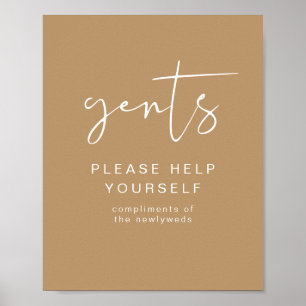 INDIE Boho Beige Gents Bathroom Toiletry Poster