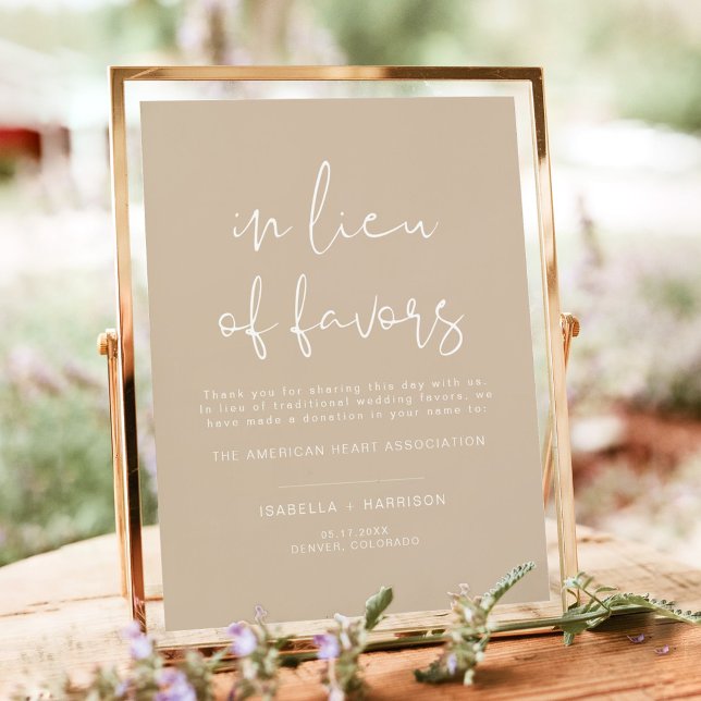 INDIE Boho Beige Lieu of Favours Wedding Poster (Creator Uploaded)