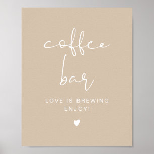 INDIE Boho Beige Minimalist Coffee Bar Table Sign