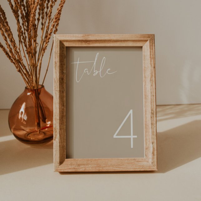 INDIE Boho Earth Tone Taupe Minimal Table Number (Creator Uploaded)