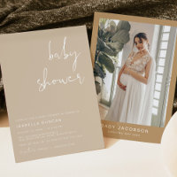 INDIE Boho Earth Toned Beige Baby Shower Invitatio