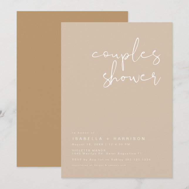 INDIE Boho Earth Toned Beige Couples Shower  Invit Invitation (Front/Back)