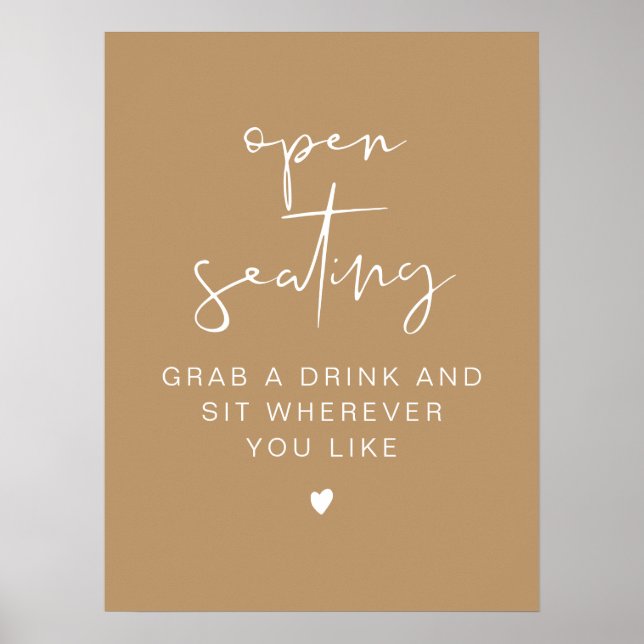 INDIE Boho Minimalist Wedding Open Seating Sign (Front)