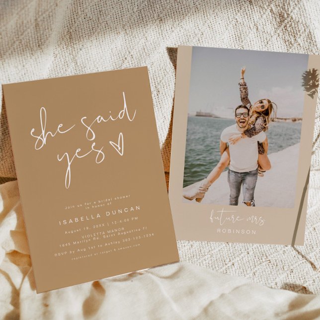 INDIe Boho She Said Yes Modern Bridal Shower Invitation (Creator Uploaded)