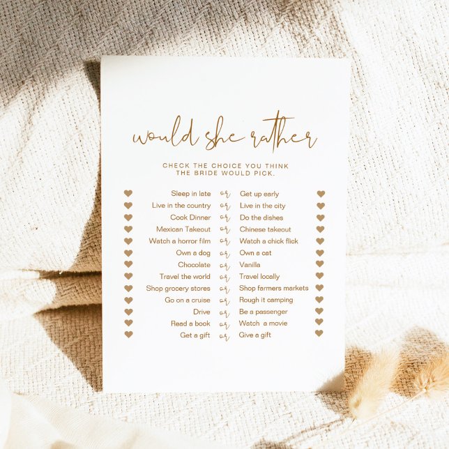 INDIE Boho Would She Rather Bridal Game Invitation (Creator Uploaded)