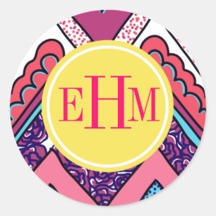 Indie Chevron Classic Round Sticker