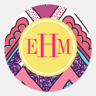 Indie Chevron Classic Round Sticker