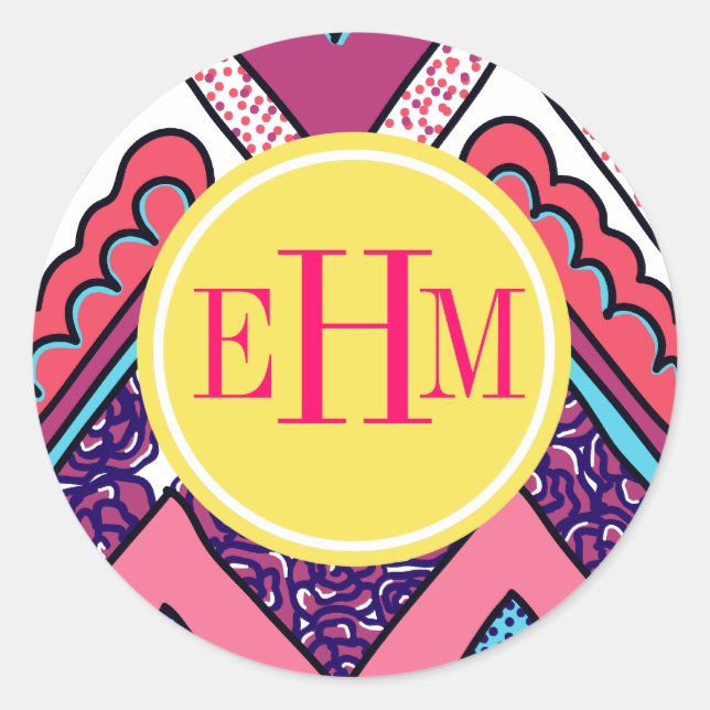 Indie Chevron Classic Round Sticker (Front)