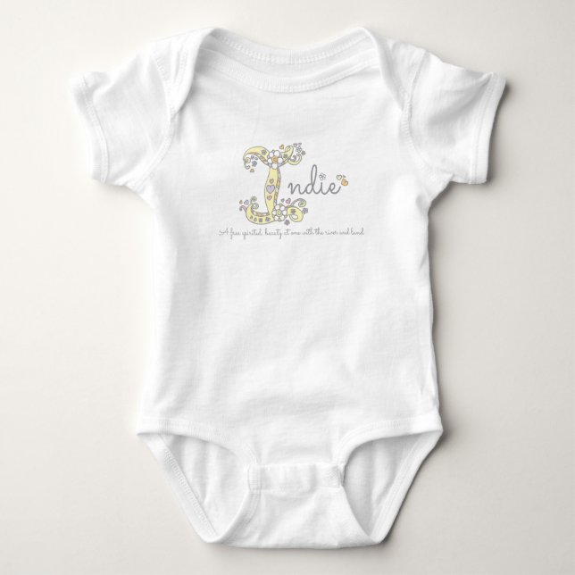 Indie girls I name meaning monogram t-shirt Baby Bodysuit (Front)