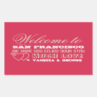 Indie hearts red type out of town gift bag favour rectangular sticker
