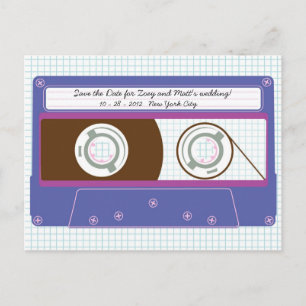 Indie Mixtape (Indigo/Purple) Save the Date Announcement Postcard