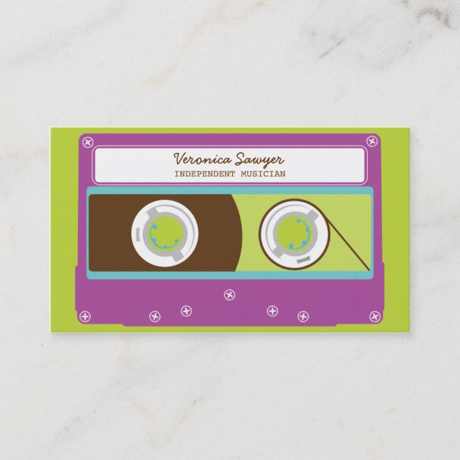Indie Mixtapes Retro 80s Cassette Tape Pattern Business Card (Front)
