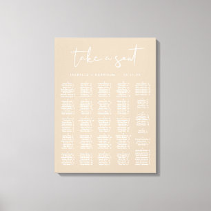 INDIE Modern Bohemian Beige Alphabetical Seating Canvas Print