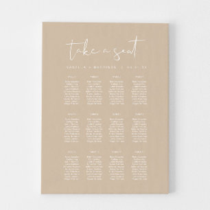 INDIE Modern Bohemian Beige Wedding Seating Chart Canvas Print