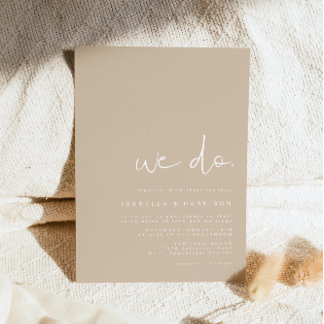 INDIE Modern Bohemian Earth Tone Beige Wedding Invitation