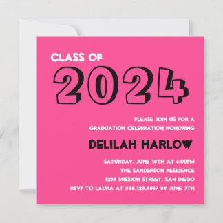 Indie Punk Retro Pink Photo Y2K Graduation Party Invitation