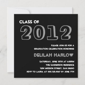 Indie style drawn on black graduation announcement
