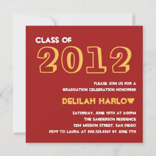 Indie style drawn on red graduation announcement