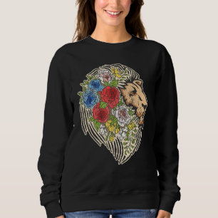 Indie Style Lion Flowers Cute Hipster Outfit Men W Sweatshirt