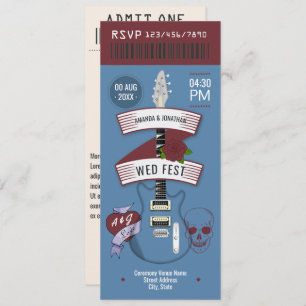 Indie Twilight Rock ’n’ Roll Wedding Ticket Invitation