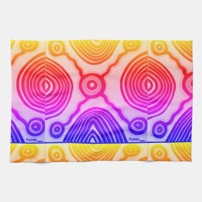 Indigenous Aboriginal Designed Tea Towel (Horizontal)