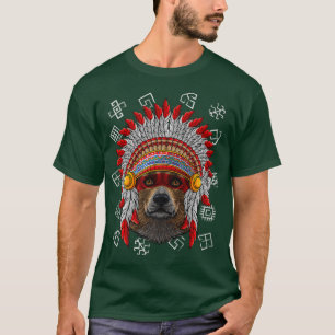 Indigenous Corgi Native American Indian Dog Headdr T-Shirt