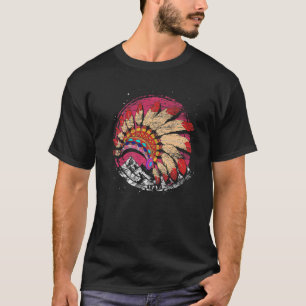 Indigenous Headdress Mountains Indian Native Ameri T-Shirt