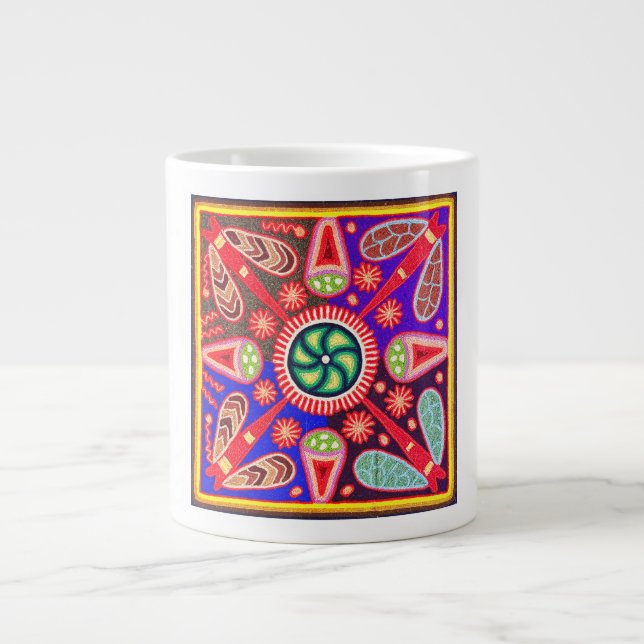 Indigenous Huichol Bright Colours   Large Coffee Mug (Front)