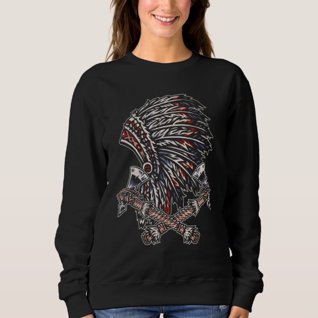 Indigenous Native Pride Headdress Axe Tribe Native Sweatshirt (Front)