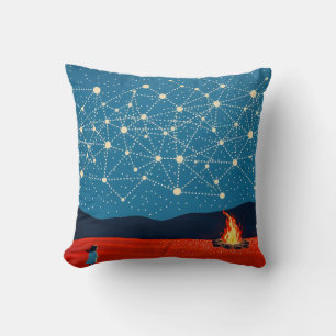 Indigenous Night Starlit Campfire Constellation Cushion