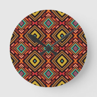 Indigenous Tribal Native Pattern Round Clock