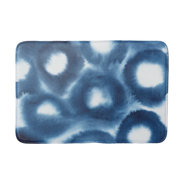 Indigio Watercolor Print Circles Bath Mat (Front)