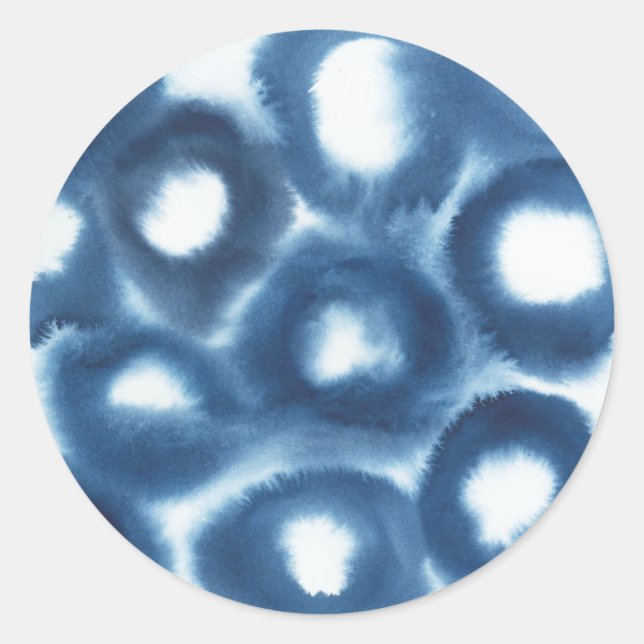 Indigio Watercolor Print Circles Classic Round Sticker (Front)