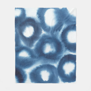Indigio Watercolor Print Circles Fleece Blanket