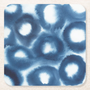 Indigio Watercolor Print Circles Square Paper Coaster