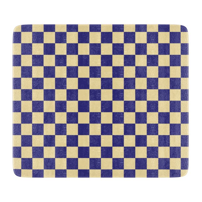 Indigo and butter checkerboard pattern cutting board (Front)