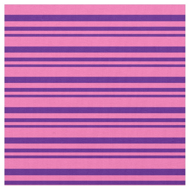 Indigo and Hot Pink Striped Pattern Fabric (Close Up)